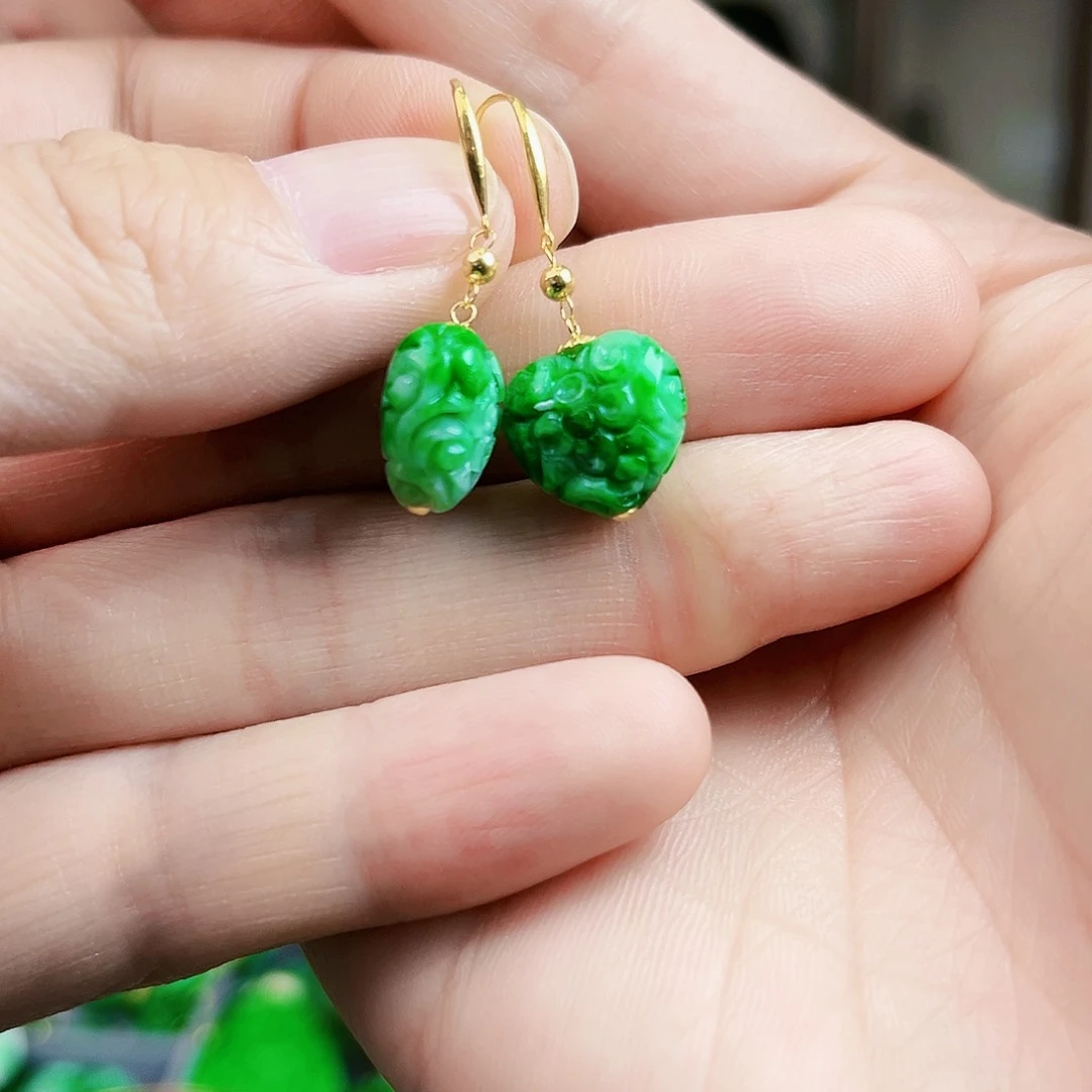 翡翠耳饰18K金镶嵌耳饰