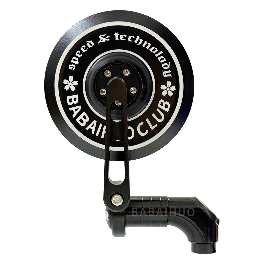 BABAIHUO原创摩托车电动车通用复古铝合金后视镜 樱花圆形倒车镜