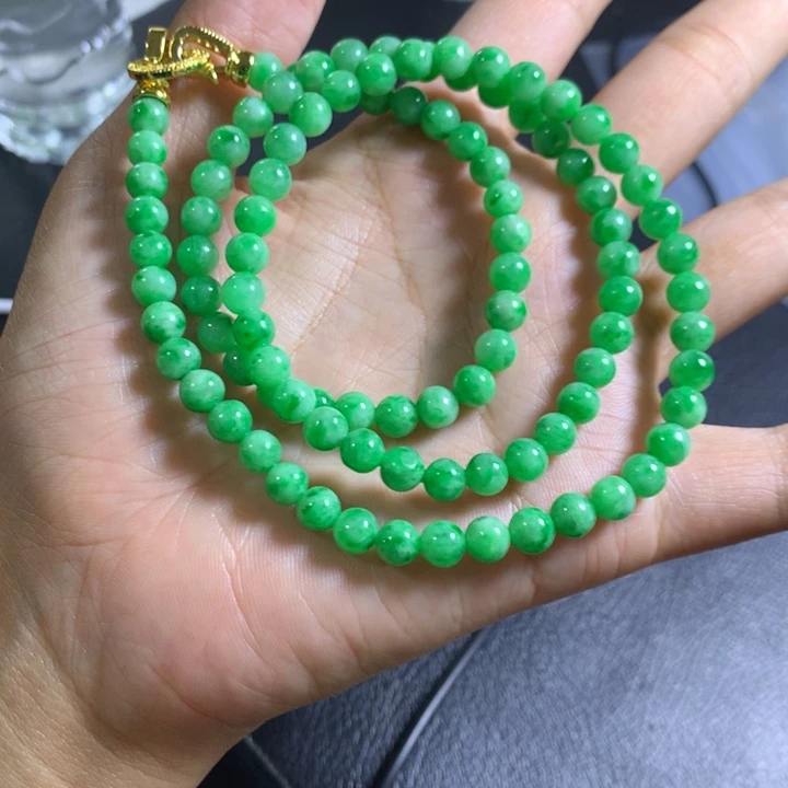 定制翡翠未镶嵌翡翠珠链卡6不退不换