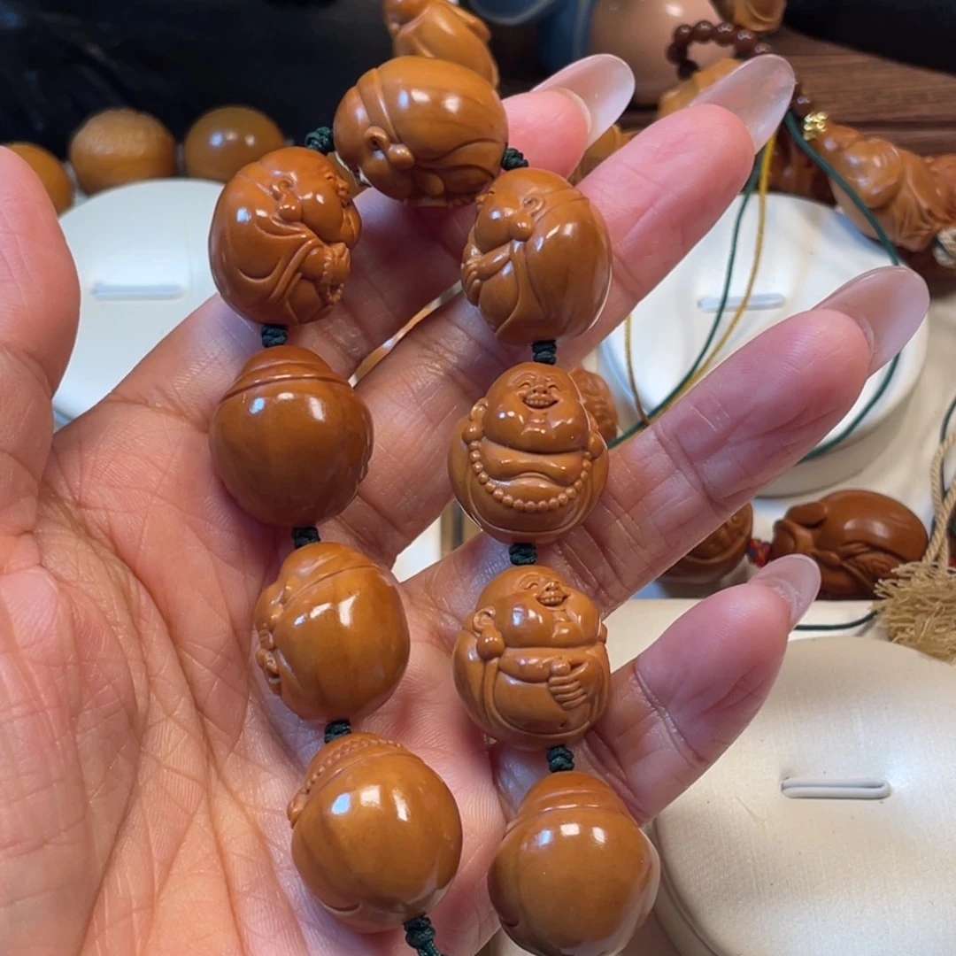 橄榄核手串/手链光背弥勒橄榄核手持