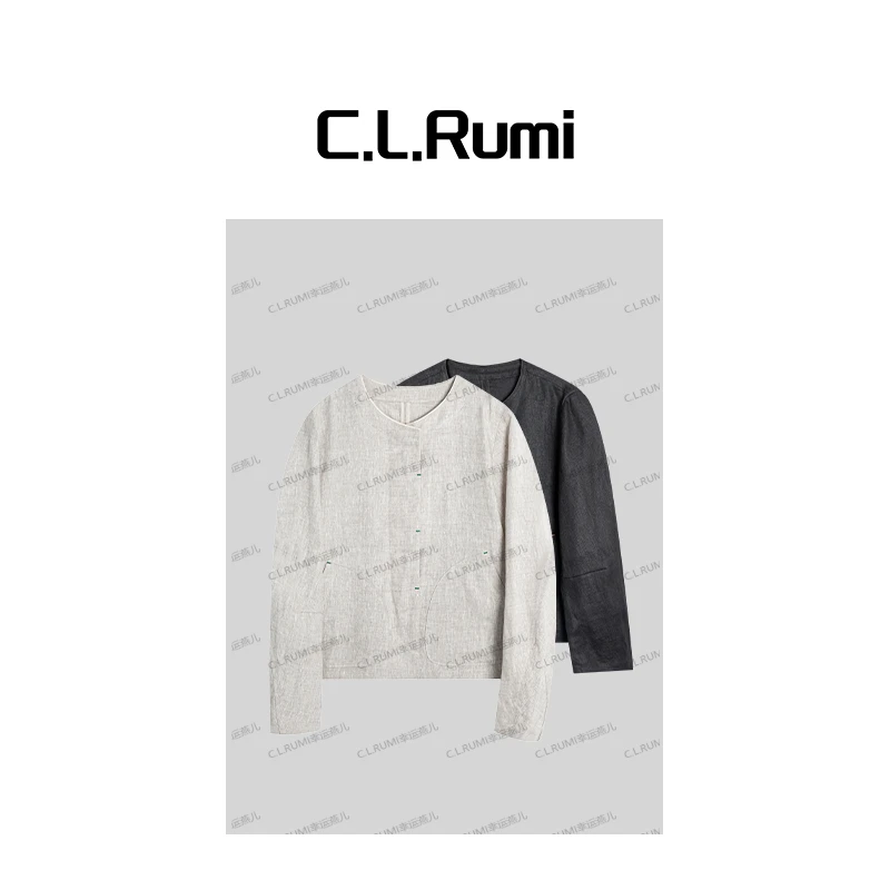 【Rumi小店】”杏仁麻“25夏亚麻气质宽松百搭休闲女士亚麻外套6778wt