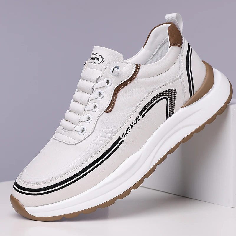 男鞋2025春季新款厚底时尚软底休闲鞋低帮潮流轻质软底小白鞋男