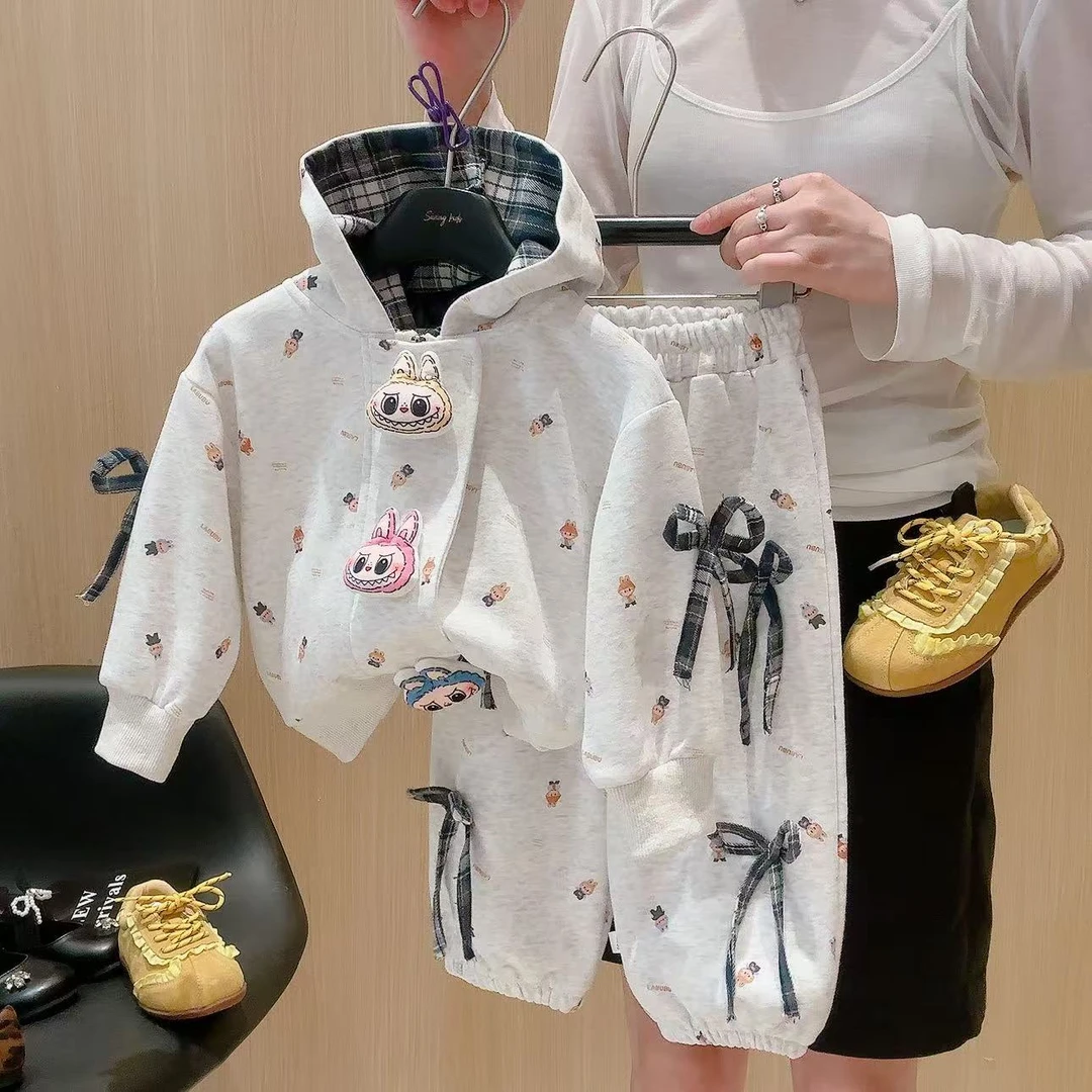 [拉布布]2025新款卫衣套装秋款女童亲子装立体玩偶两件套