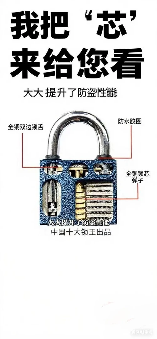 梅花全铜芯防盗防撬锁具家用大门橱柜单开通开小挂锁