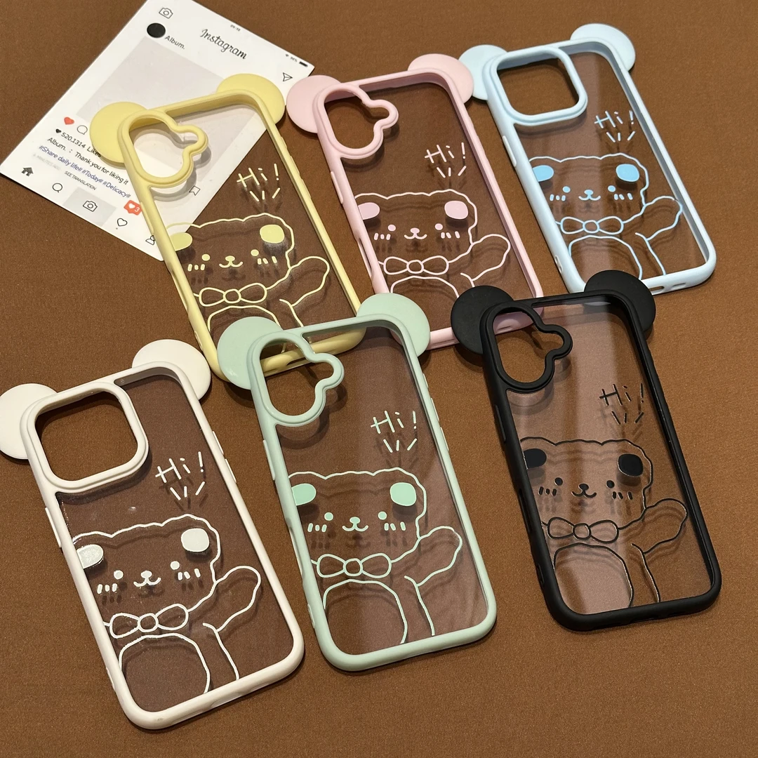 欧克里里Hi小熊苹果16Promax米奇耳朵手机壳iPhone15/14卡通13/12