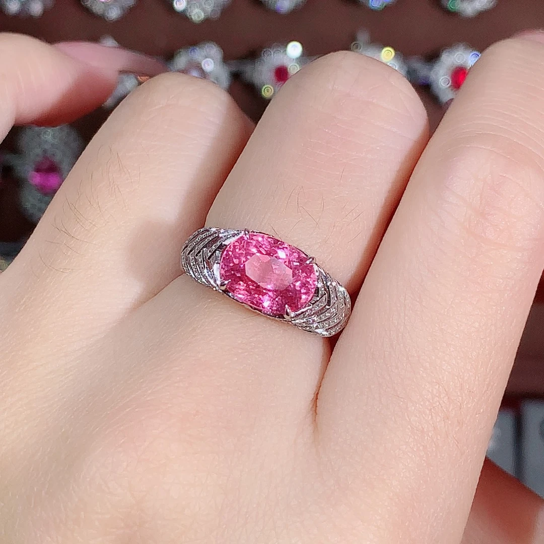 戒指碧玺18K金镶嵌3.73ct/天然宝石/七天无理由