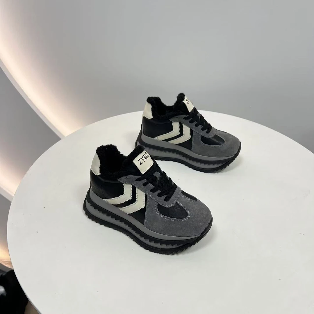 【夹层饼干阿甘鞋】增高8CM2024透气拼色厚底内增高小个子女鞋G397