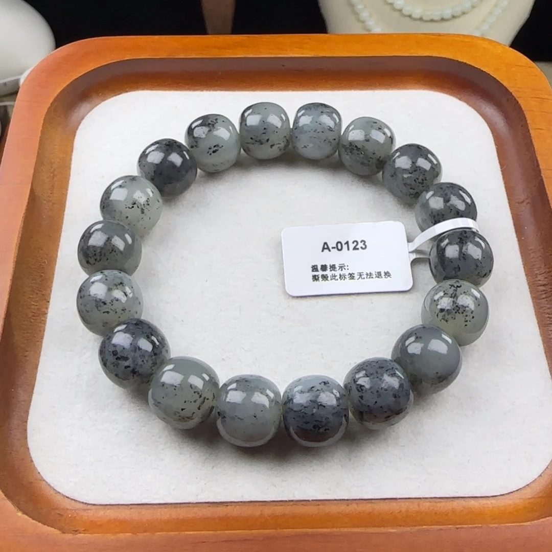 和田玉（糖玉）未镶嵌手链卡12点墨青花