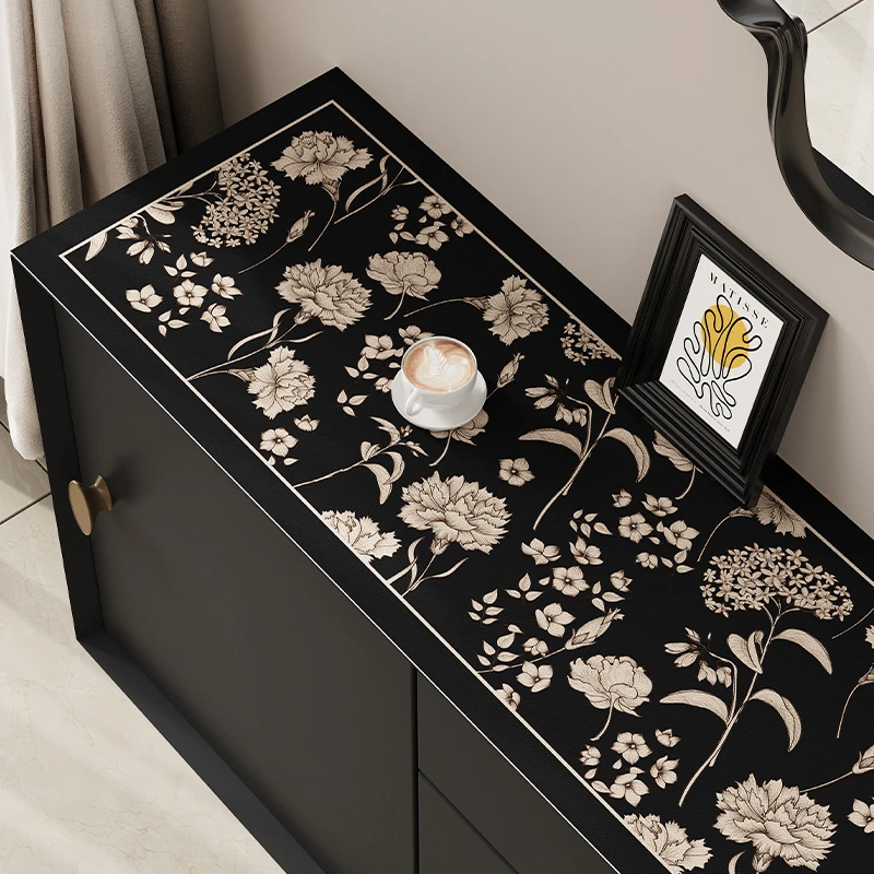 忘忧虫法式轻奢皮革餐边柜垫防水防刮电视柜垫耐脏玄关台面垫子