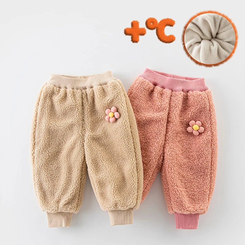 女童加绒裤子冬季羊羔绒保暖休闲儿童束脚长裤1一4岁婴儿裤子6178