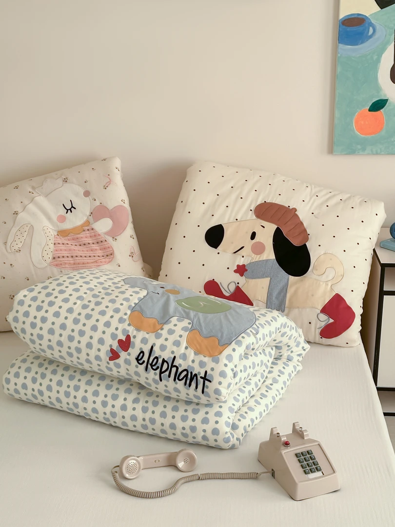 【MJ】威尼斯系列 A类全棉双层纱贴布绣豆豆被春秋被四季被冬被