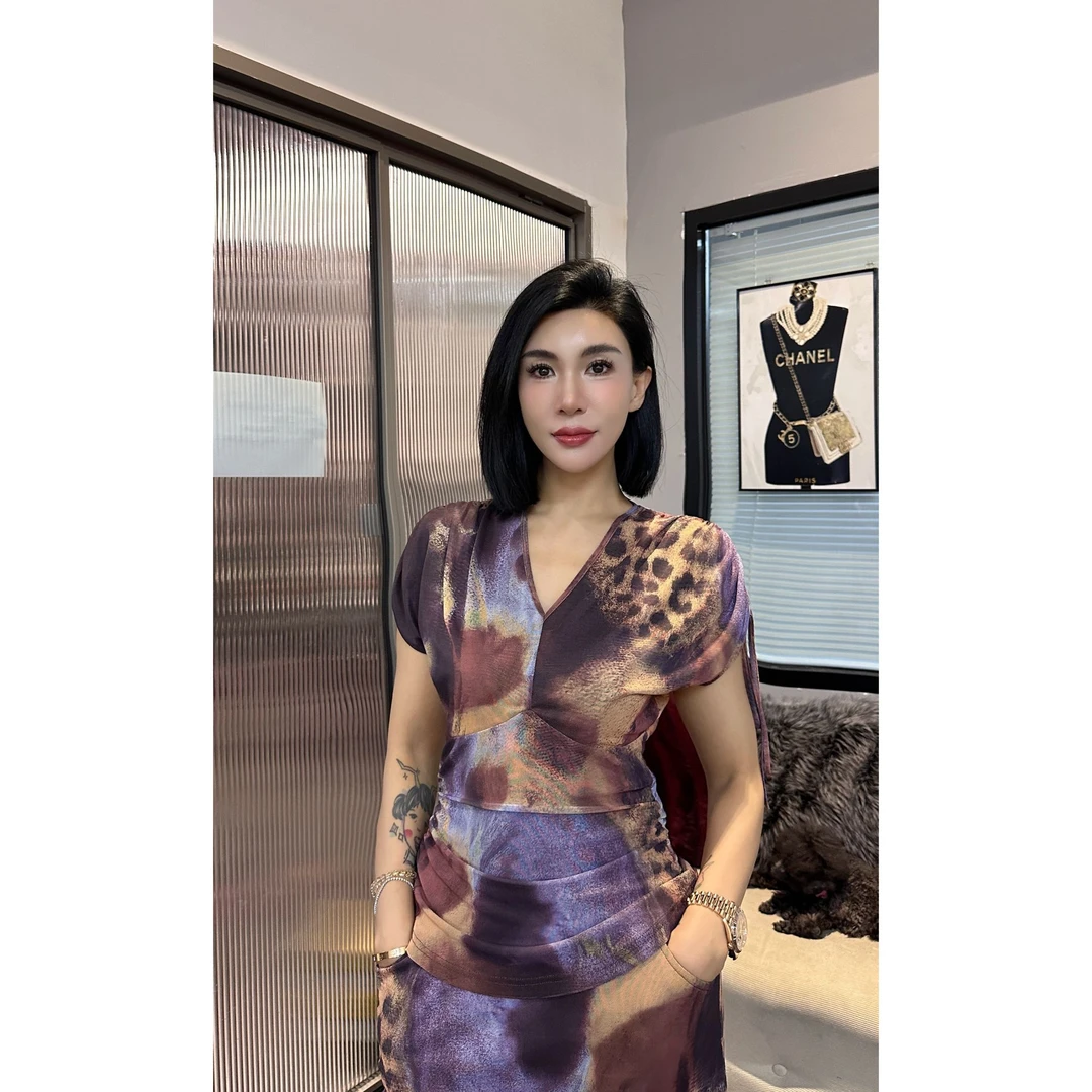 SONG-原创【上衣-九紫璃火】新款定制网纱抽绳设计显瘦透气百搭短袖