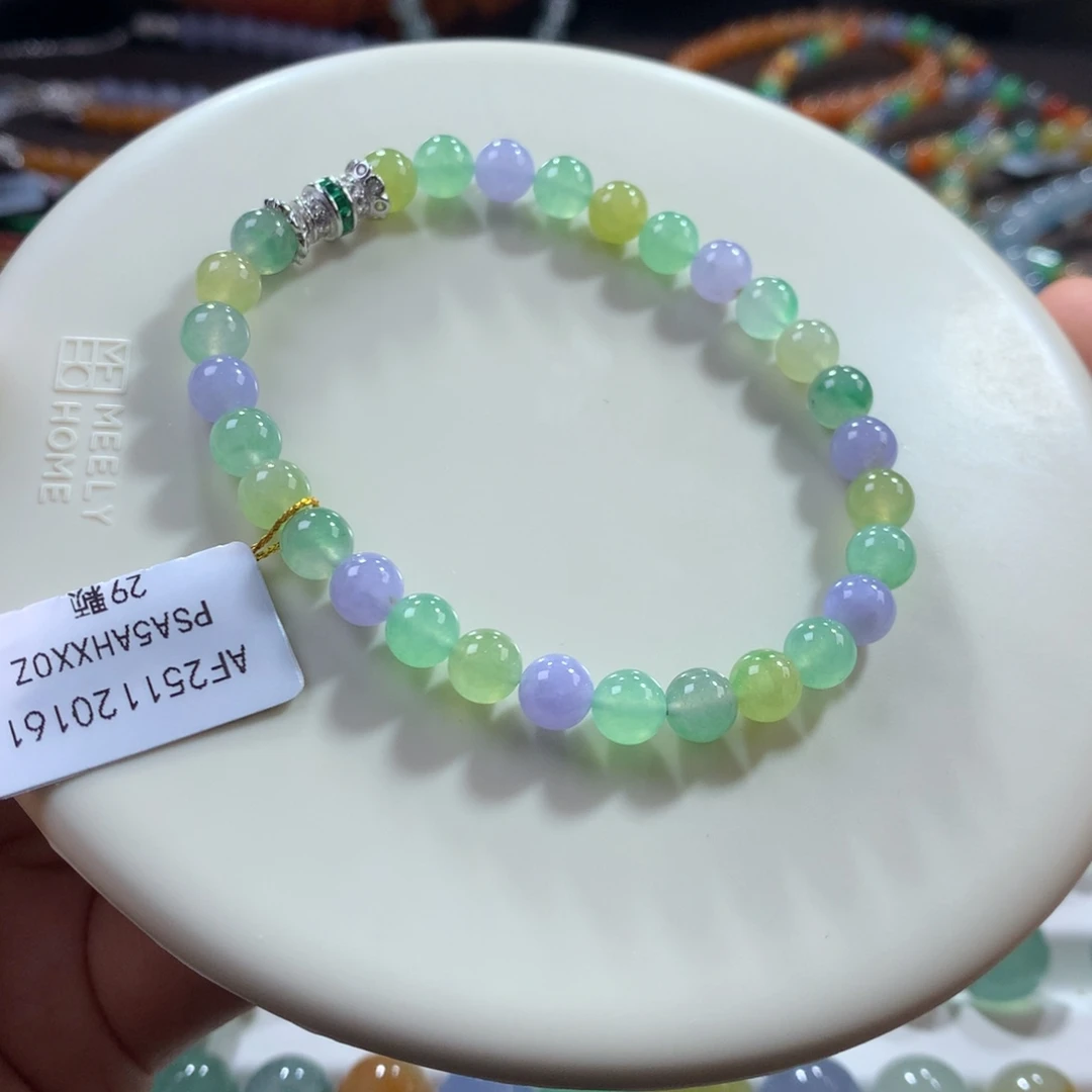翡翠未镶嵌手链特色冰油画色彩多宝 卡6
