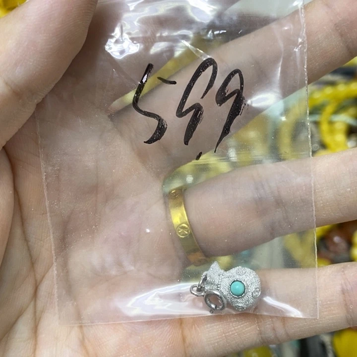 蜜蜡银S925镶嵌裸石吊坠