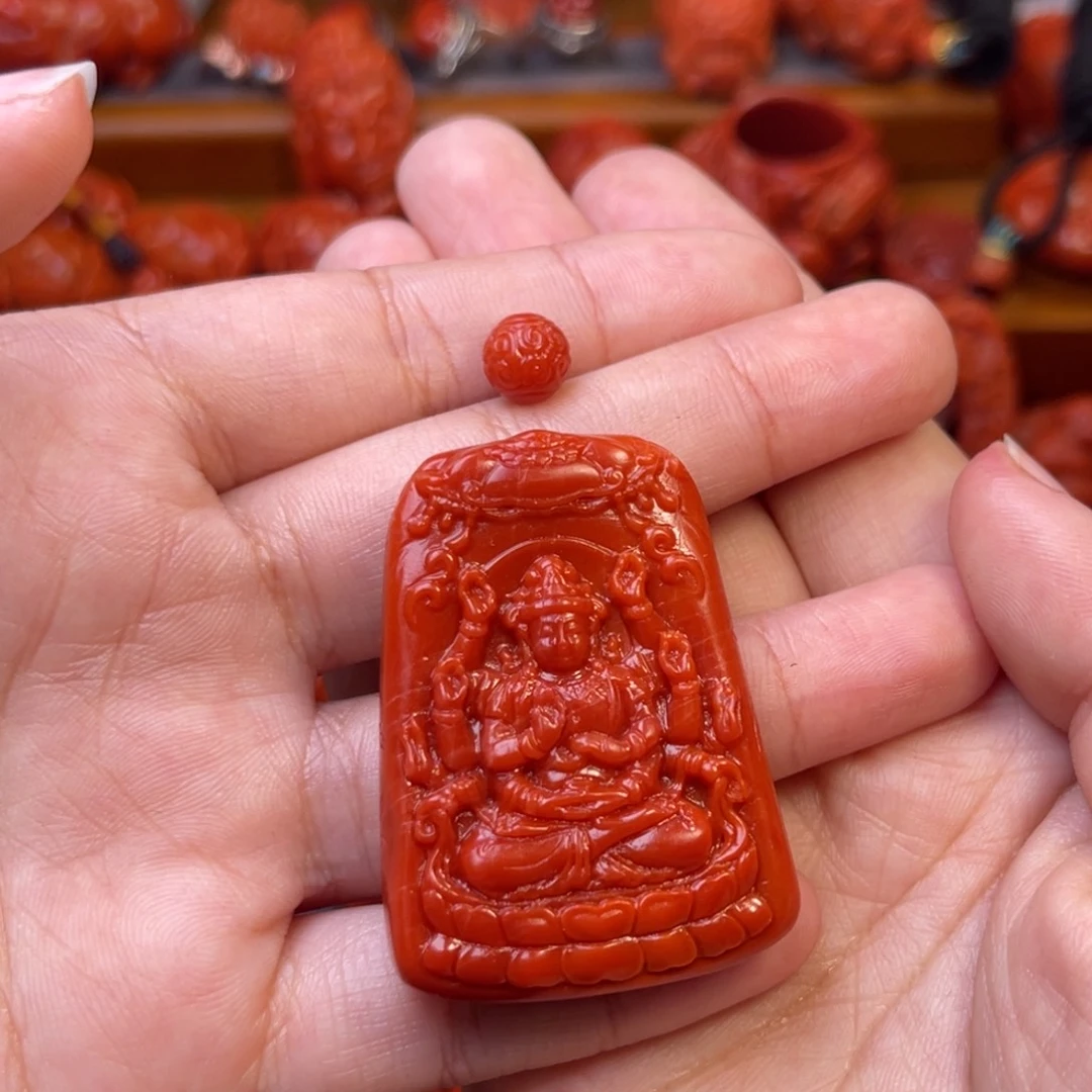 南红玛瑙未镶嵌川料瓦西精工千手观音吊坠