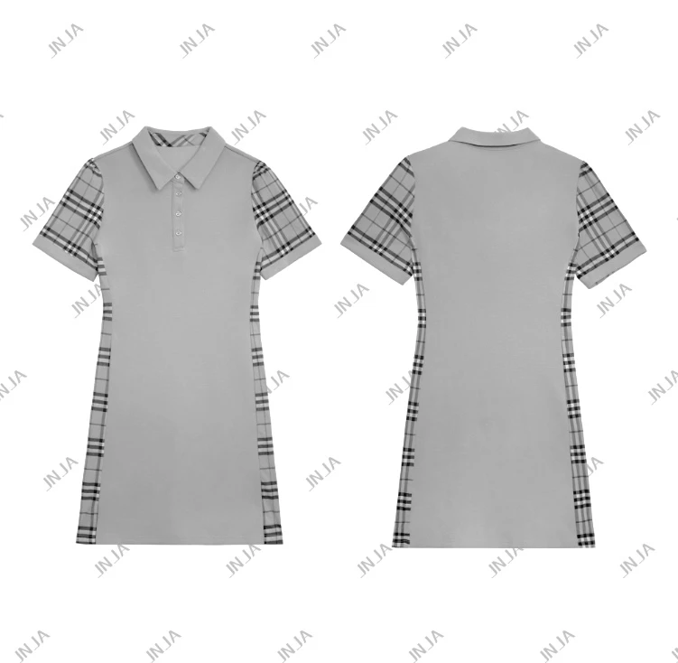 2025休闲时尚女士简约春夏格子连衣裙-8081