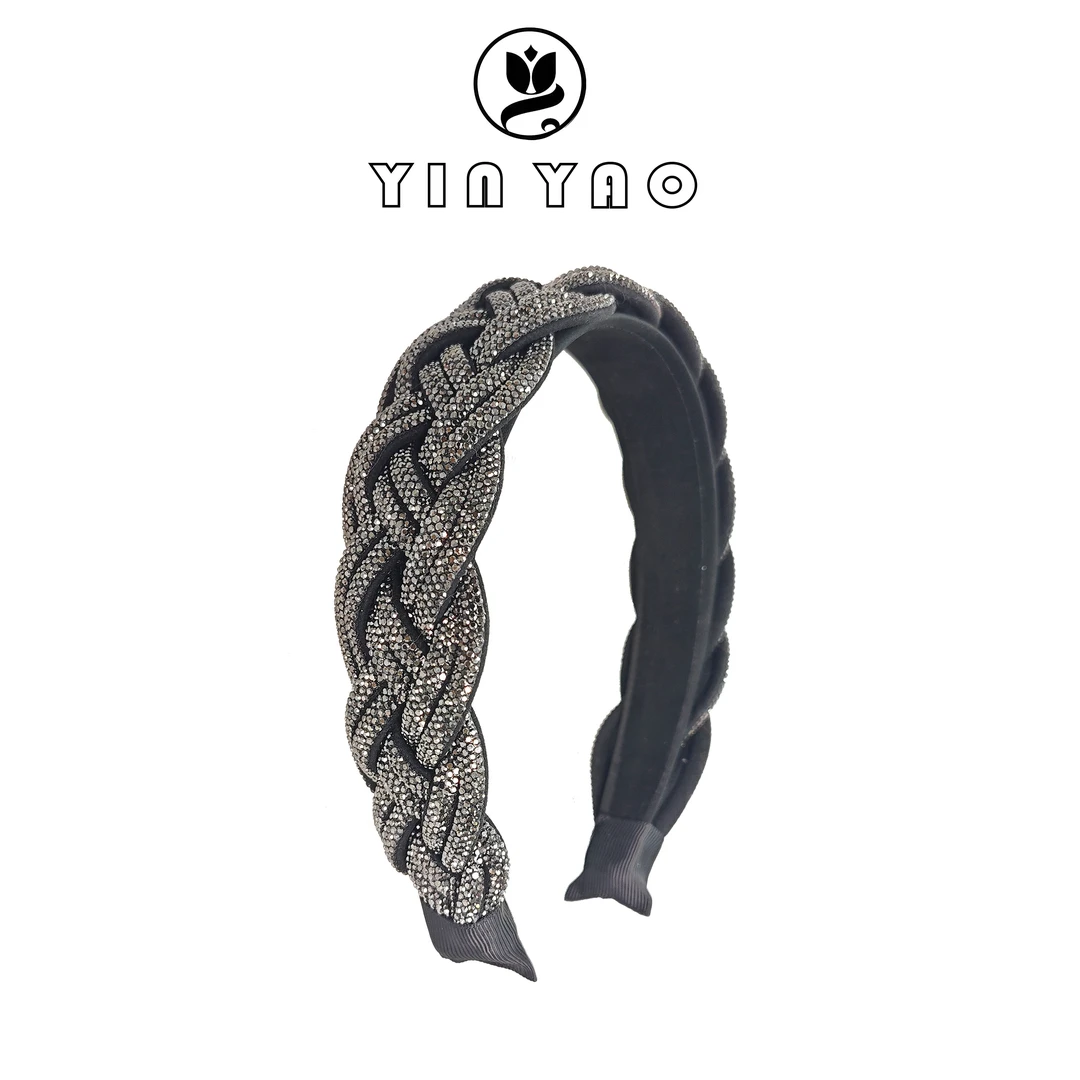 【YINYAO】原单设计宫廷亮钻编织气质软钻管宽边发箍秋冬发箍2007