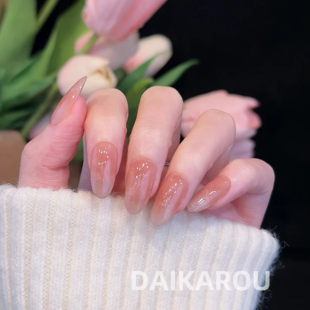 玫瑰星屑 黛卡柔 预售 哇擦么 新甲型 此度 短椭圆手工穿戴甲10片