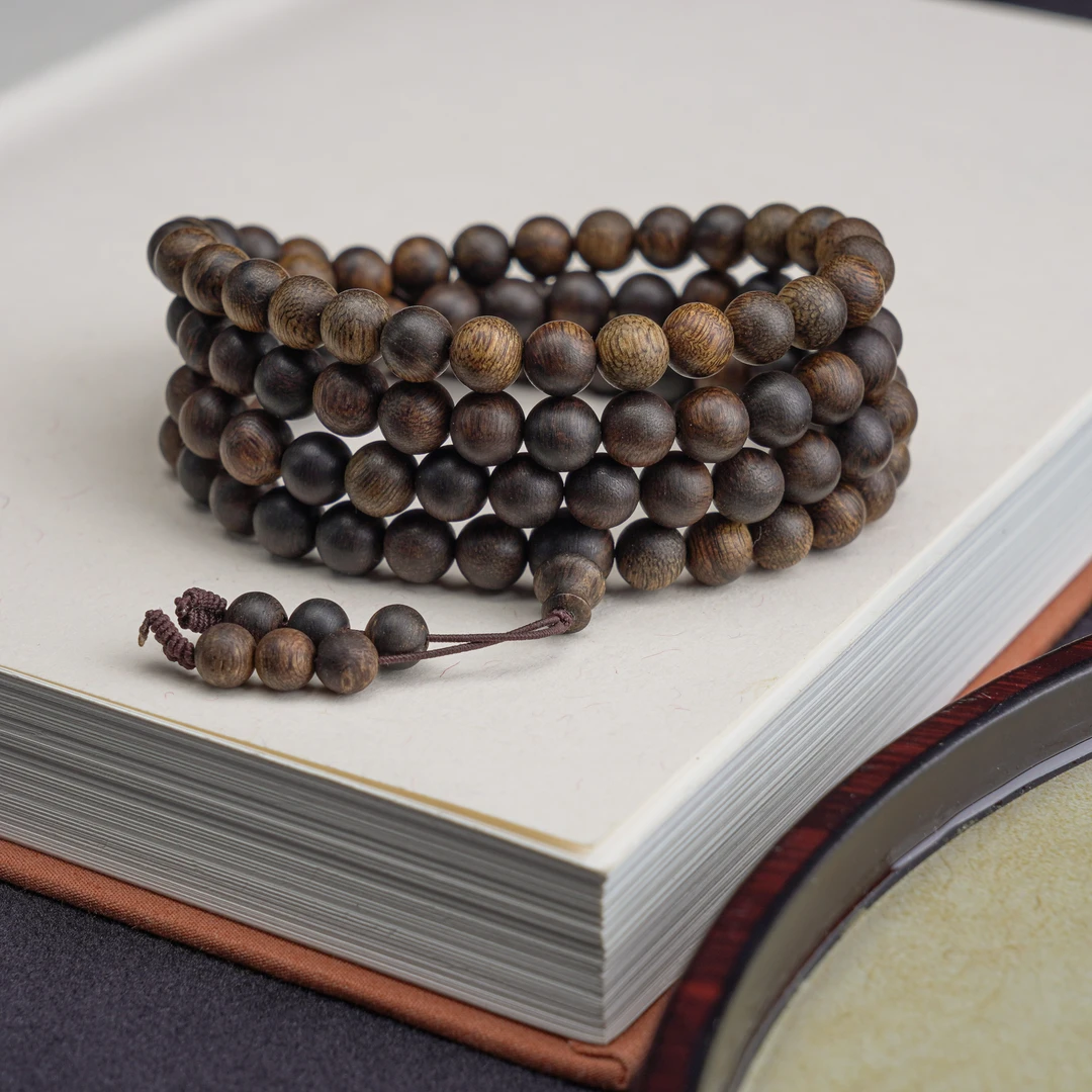 文莱沉香手串9分沉水7mm*108颗多圈