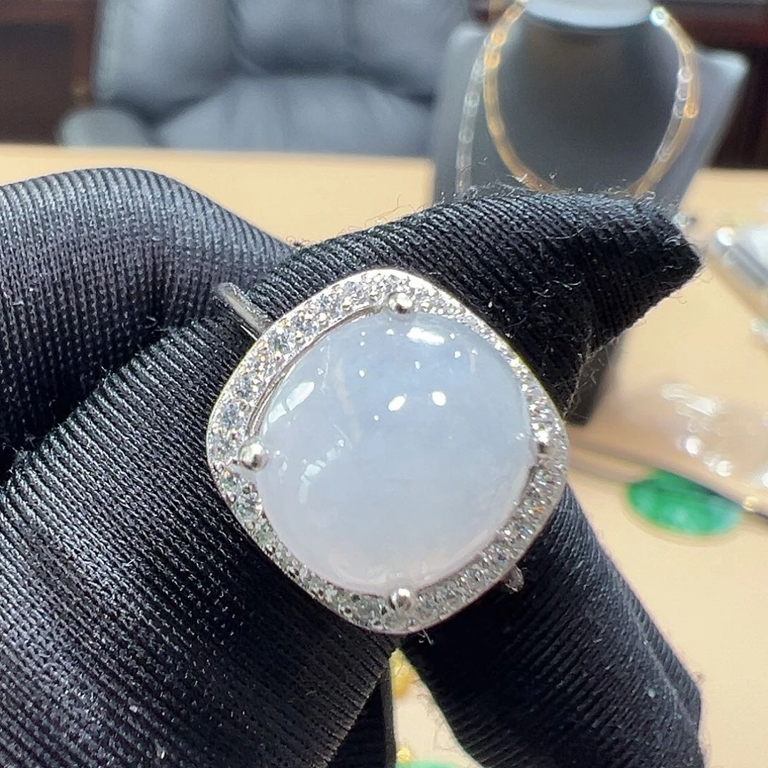 翡翠银S925镶嵌戒指戒指