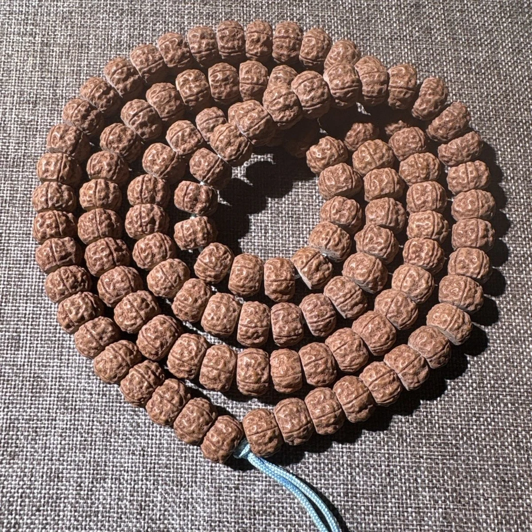 正宗五瓣未清理13-15mm藏切老树王小金刚108颗油性足文玩手串项链