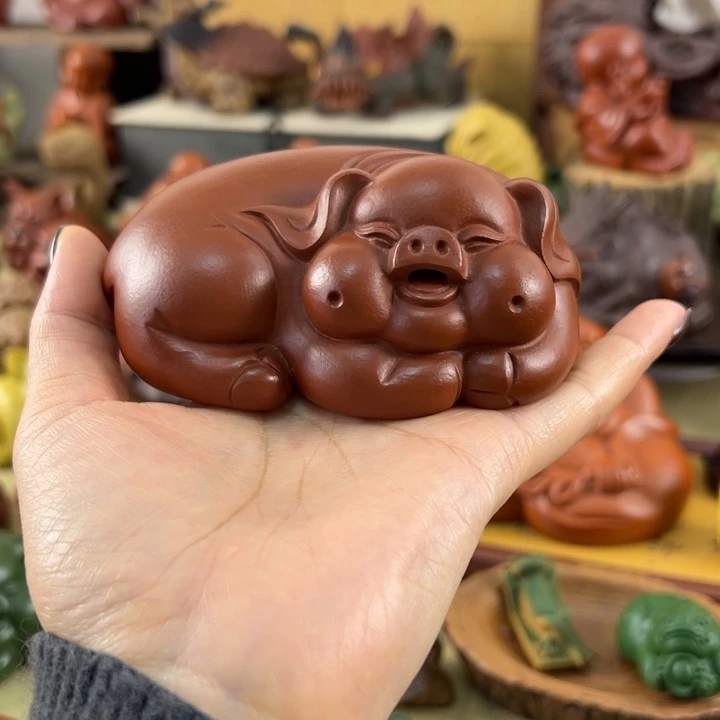 紫砂茶宠紫砂酒窝猪