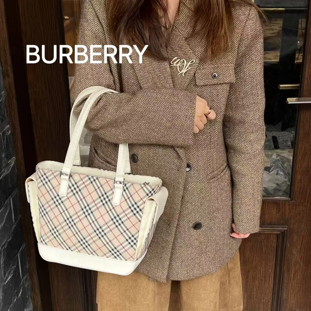 95新 BURBERRY/博柏利 L302经典百搭斜纹手提包包95新