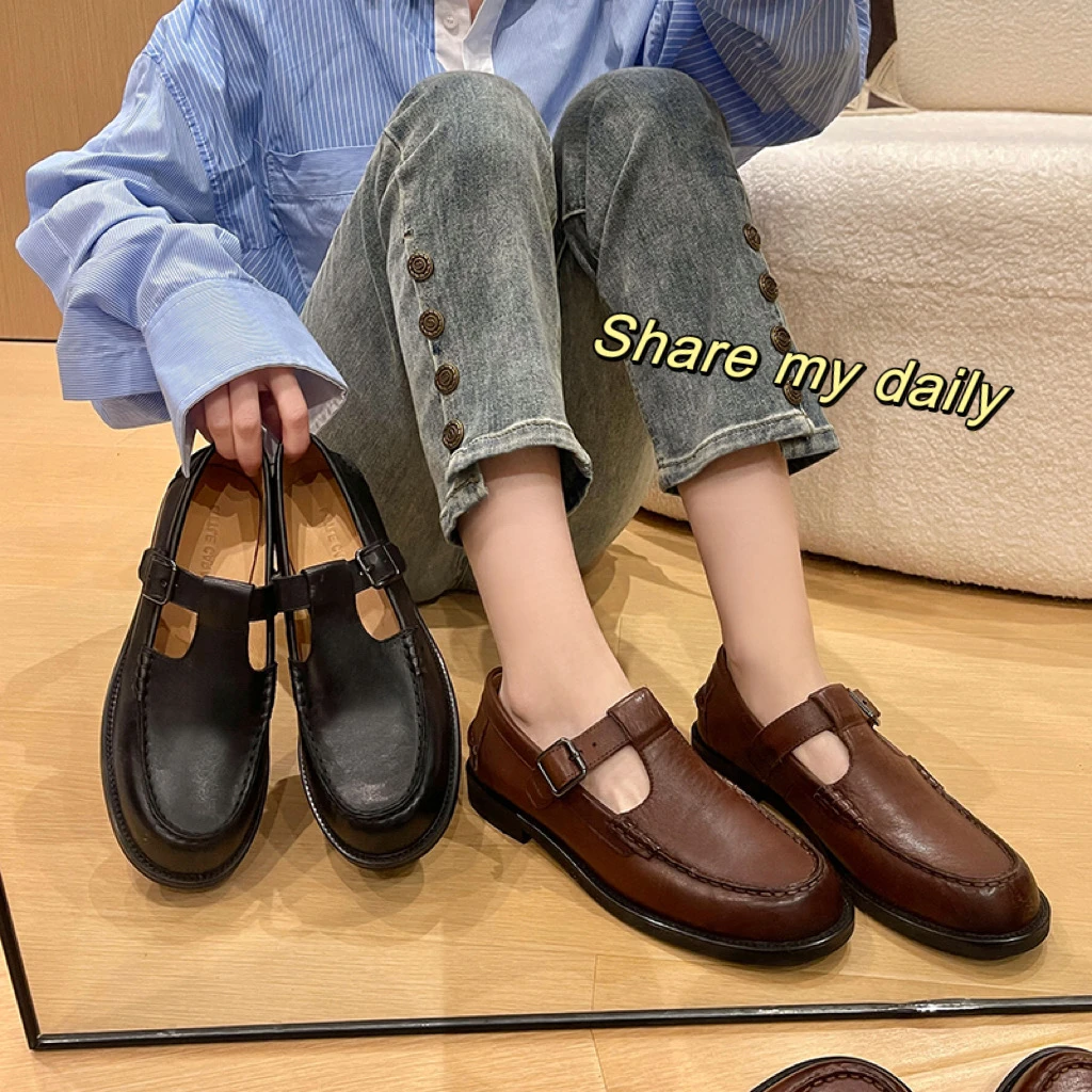 D1154头层牛皮单鞋玛丽珍乐福鞋