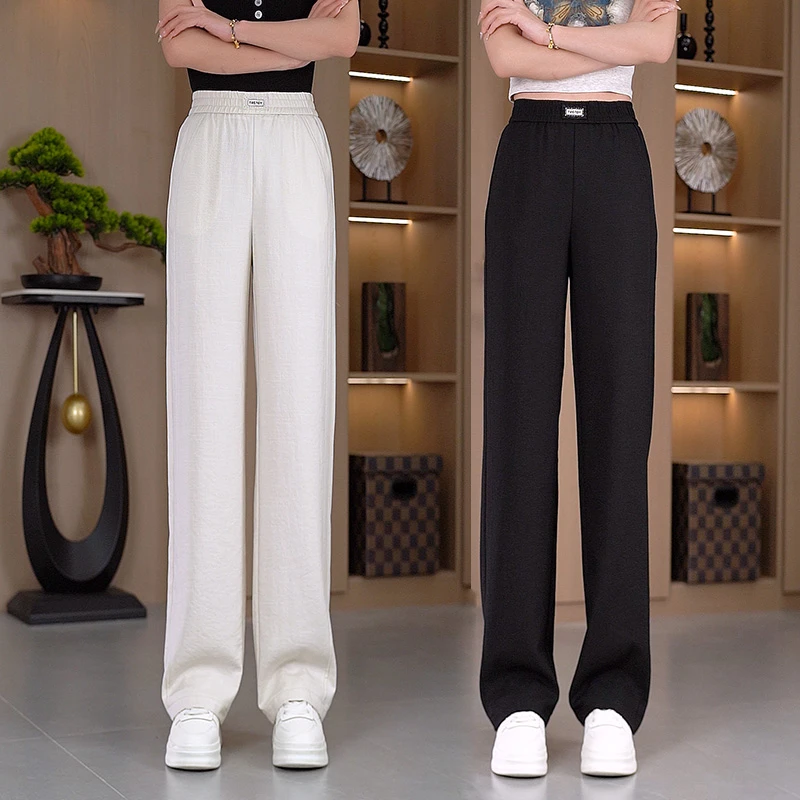 夏季天丝亚麻2025新款女高腰显瘦薄款穿搭垂感百搭休闲九分直筒裤