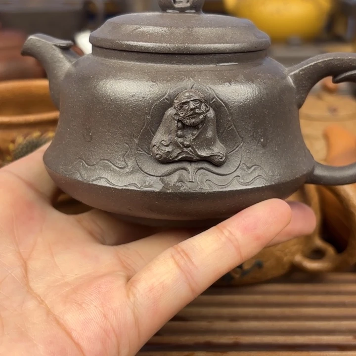 国***)茶壶紫砂花开见佛原矿天青170c