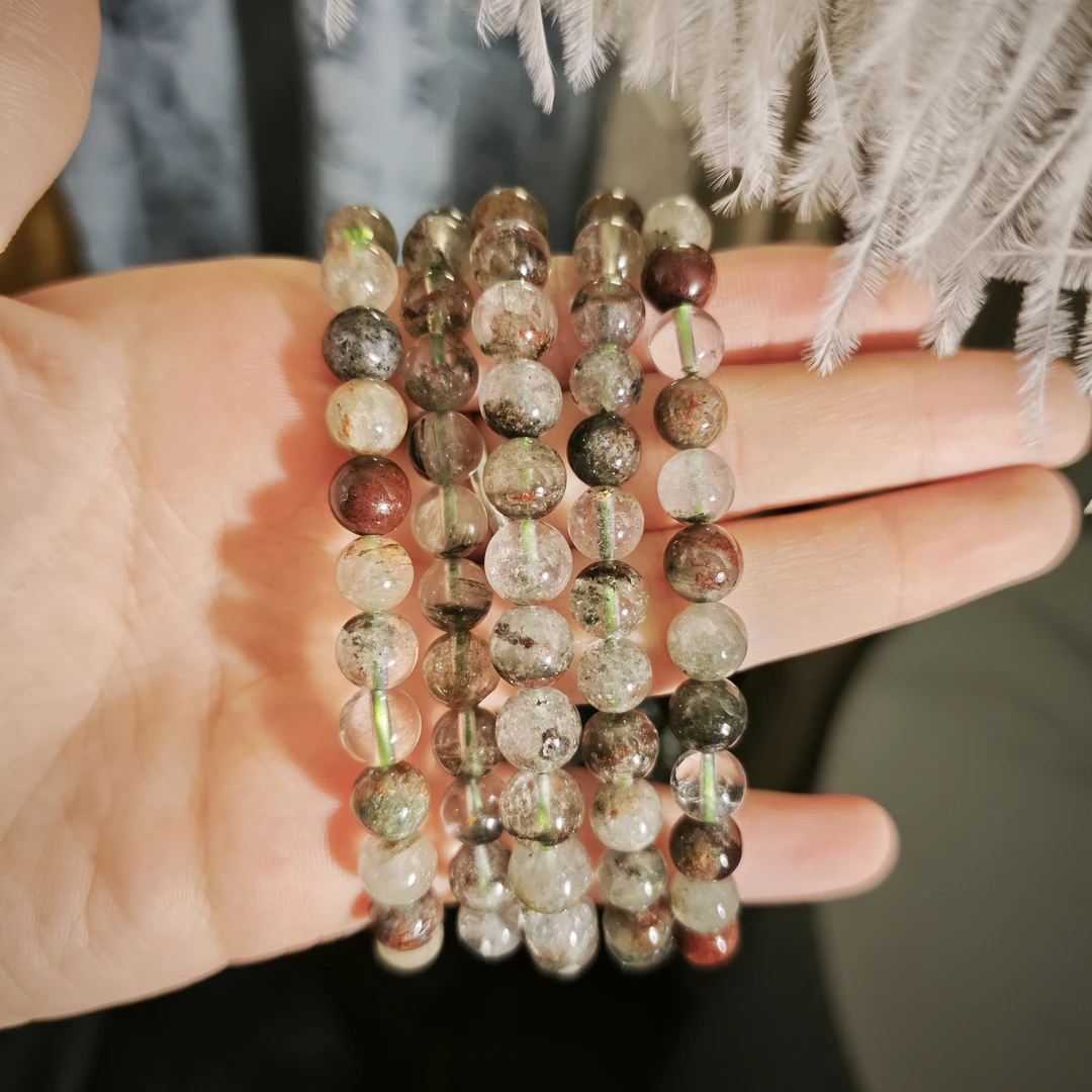 【遇见轻奢珠宝】-0177-天然水晶幽灵单圈手链珠径7-8多样性发1