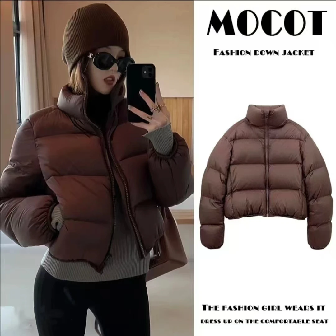 5801新款女士加厚立领肯豆风短款棉服