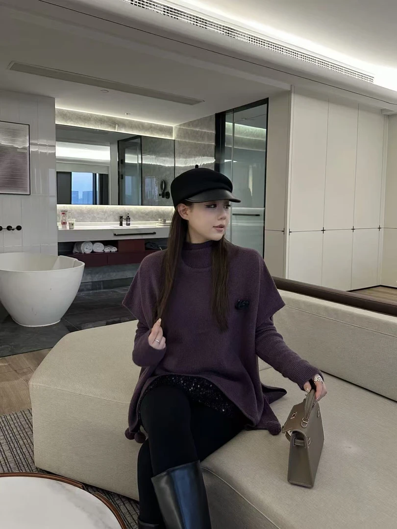 琪琪怪怪大码女装【大红大紫】氛围感百搭上衣披肩两件套T18301QTQ