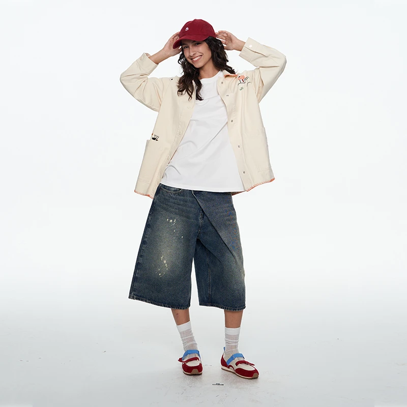 THE ENES 童趣的彩色可爱图案绣花美好翻领外套