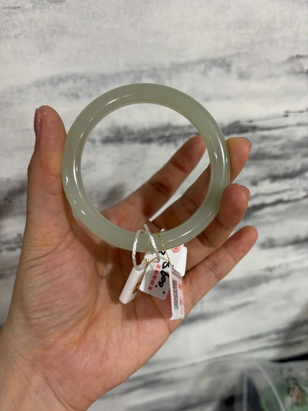 062119WT和田玉青海料手镯57.3圈口39.23G