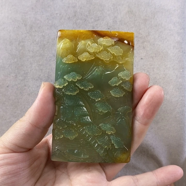 未镶嵌岫玉挂件吊坠深***思