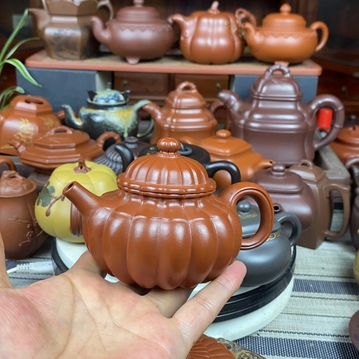 茶壶紫砂筋纹容天230CC原矿赵庄朱泥特价