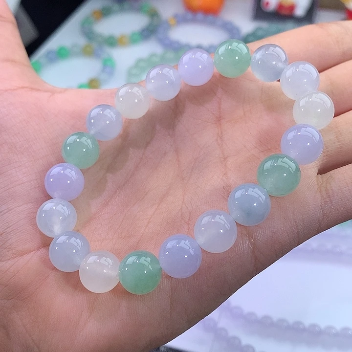 翡翠未镶嵌手链甜美冰多宝手串