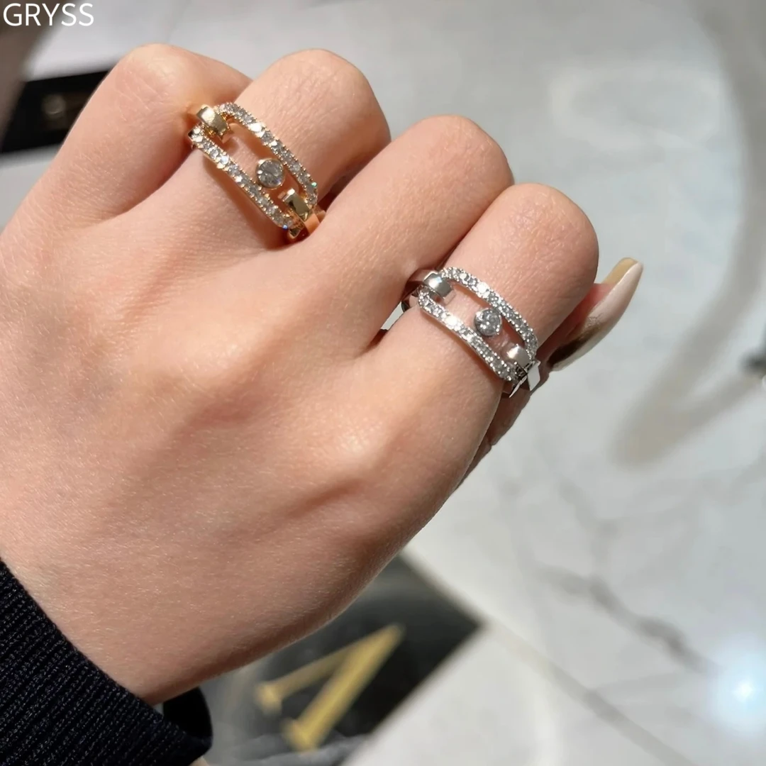 925银莫桑石戒指 GRYSS 日move银戒指不掉色轻奢时尚洋气潮酷FXCY