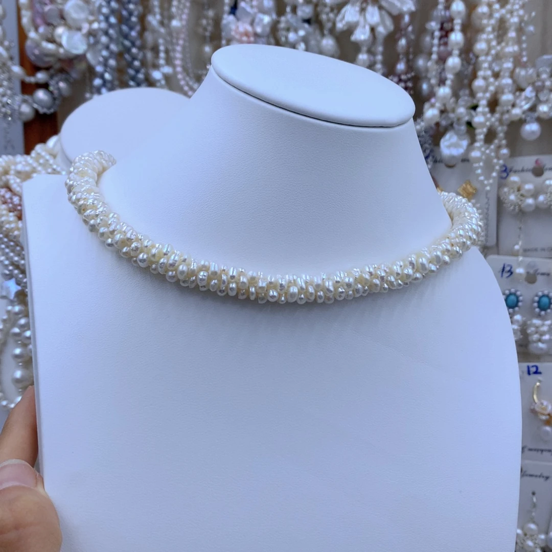 大***头淡水珍珠银S925镶嵌项链耳饰