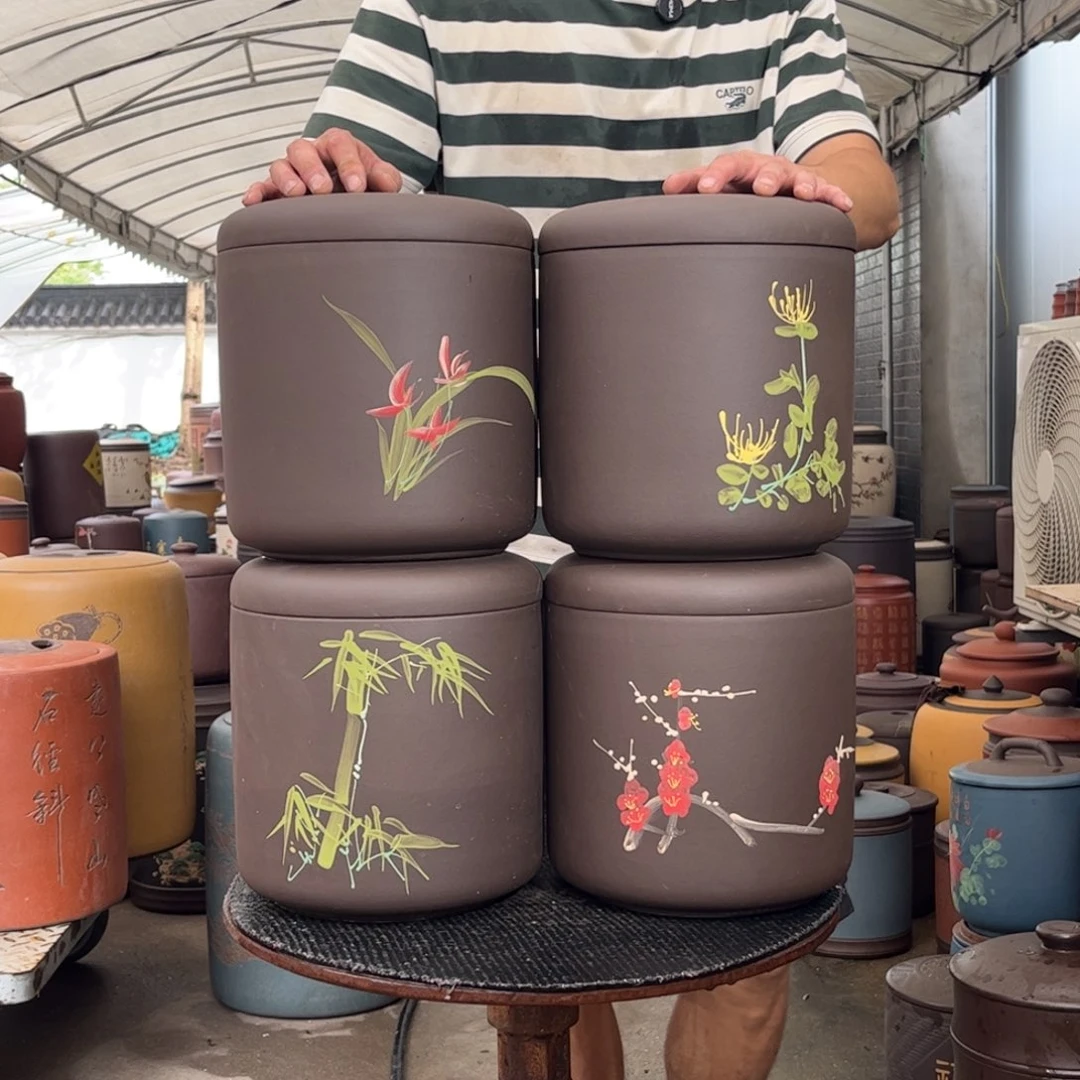 紫砂茶叶罐梅兰竹菊