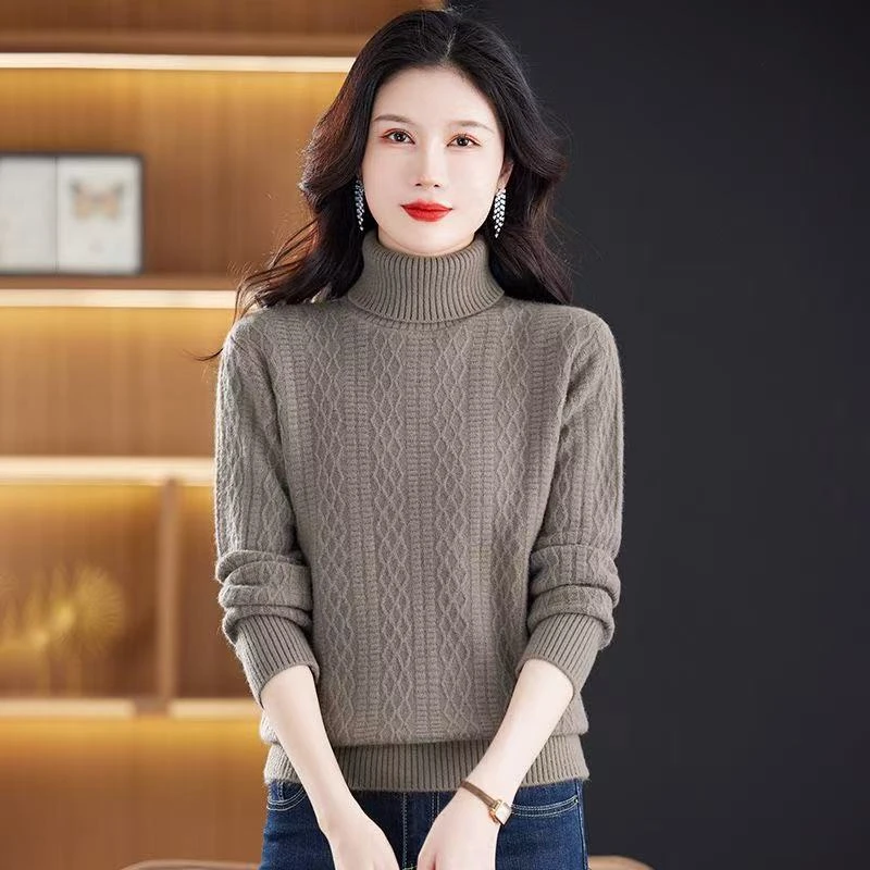 【断码清货不起球】女高领冬季新款加厚打底衫纯色气质两翻领毛衣