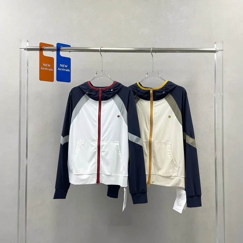 绣衣之艺夏季新款连帽拉链撞色薄款防晒外套女宽松休闲上衣13877