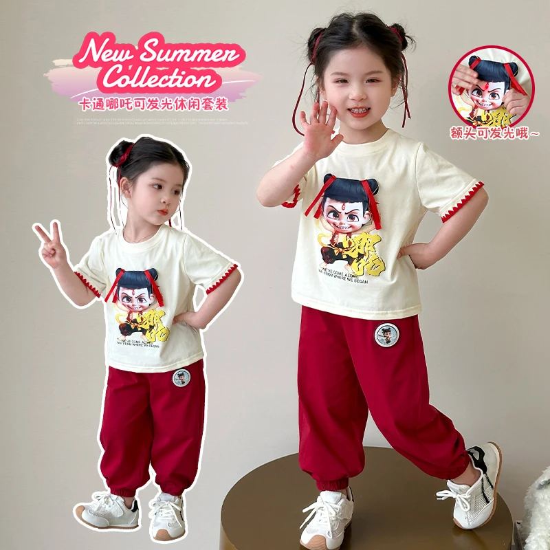 女童短袖套装洋气儿童夏季2025新款女宝宝休闲裤两件套小女孩时髦