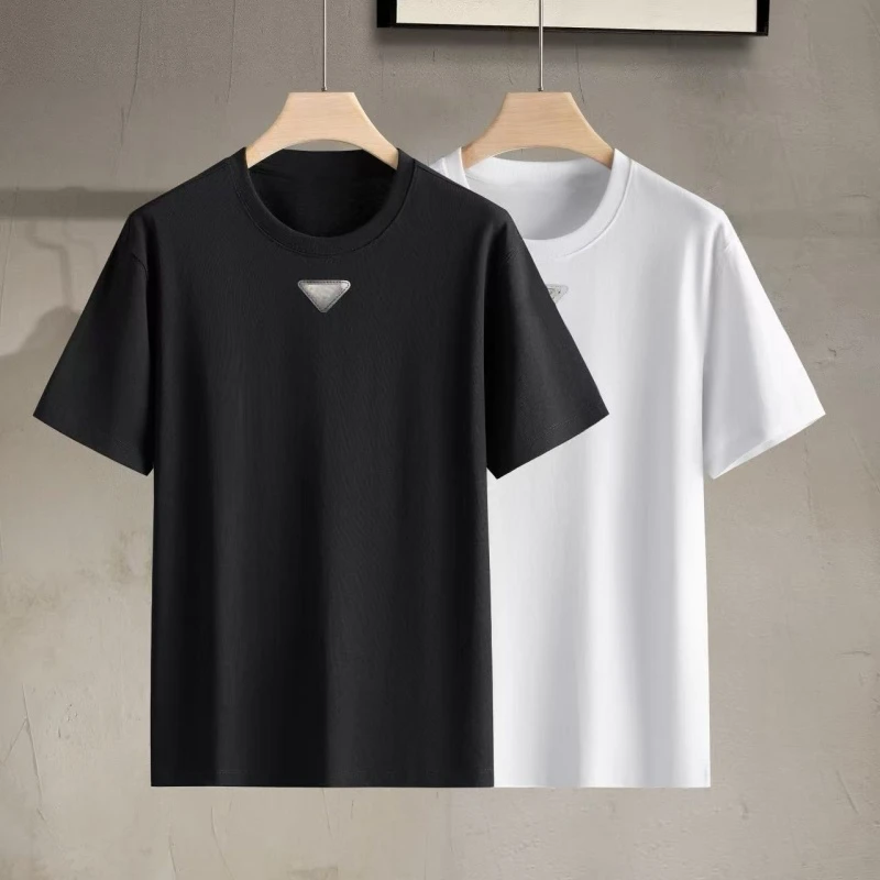 【大码男装】高端潮牌短袖铁牌三角字母纯棉t恤半袖80斤到360斤可穿