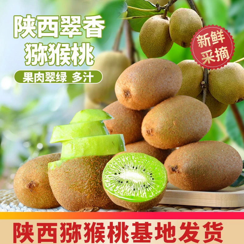 陕西周至翠香猕猴桃绿心奇异果香甜多汁新鲜水果产地陕西猕猴桃