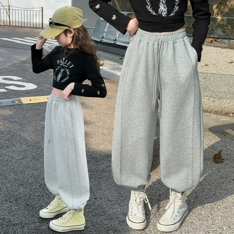 女童裤子春秋款2025新款洋气儿童运动裤宽松小女孩中大童休闲卫裤