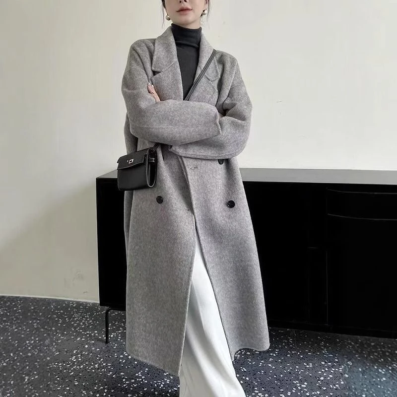 外套毛呢中长款韩版呢大衣宽松加厚排扣时尚潮流秋冬季女2025秋冬