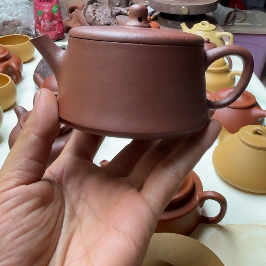 茶壶紫砂云柱壶紫泥微瑕200CC