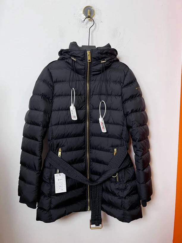 95新 BURBERRY/博柏利 黑色中长款鹅绒服